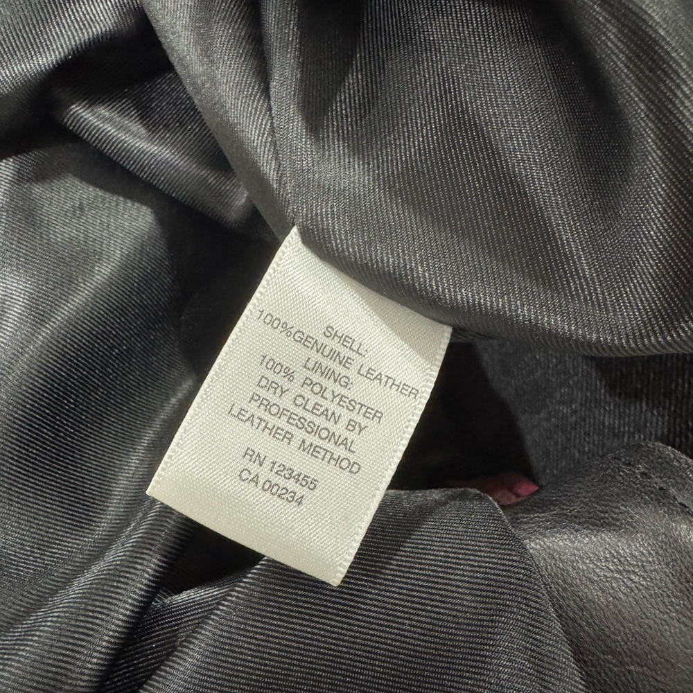 Lord & Taylor 424 Fifth Red Rose Black Leather Moto Biker Jacket - Picture 10 of 10